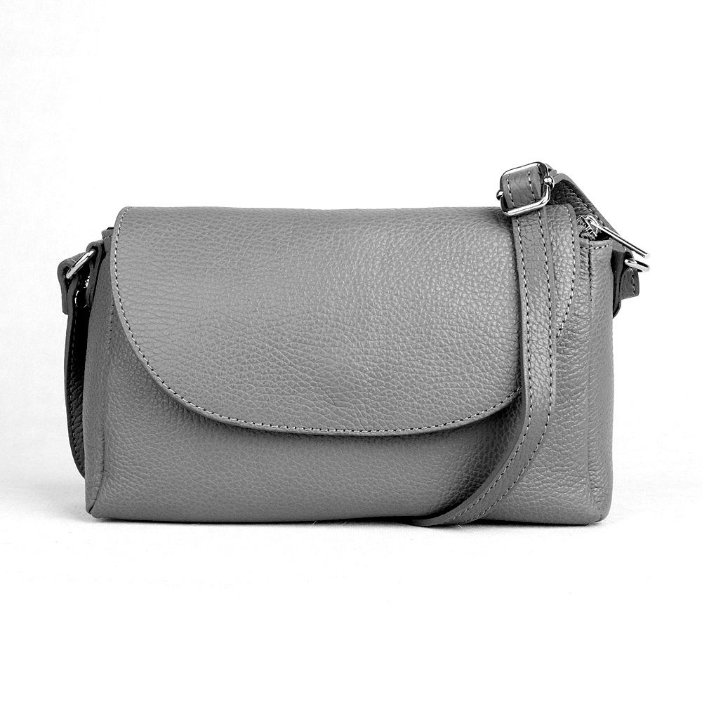 Malá tmavěšedá kožená crossbody kabelka Vera Pelle no. 63