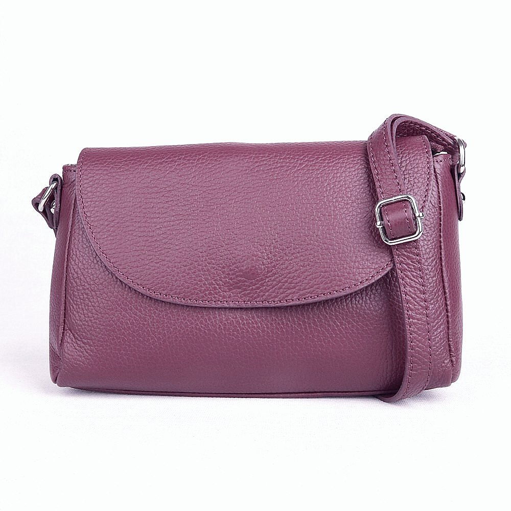 Malá tmavěvínová kožená crossbody kabelka Vera Pelle no. 63