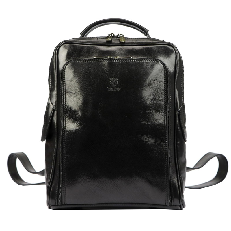 Velký pánský business kožený pevný batoh Florence 24, obsah cca. 7 černý