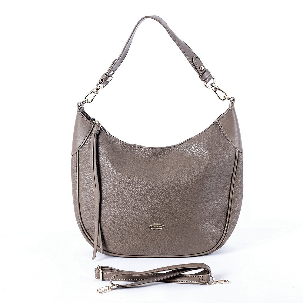 Středně velká moderní kabelka na rameno i crossbody David Jones CM6743 hnědo-šedá