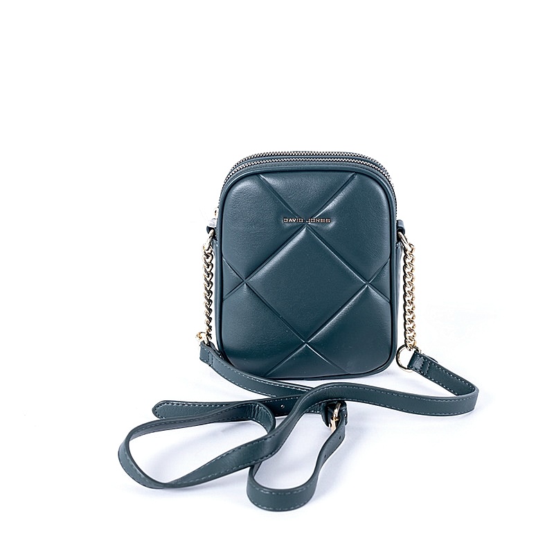 Malá dvouoddílová crossbody kabelka David Jones 7020 tmavězelená