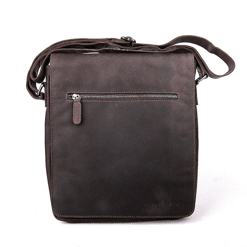 Velká pánská kožená crossbody taška GreenWood no. 584 tmavěhnědá