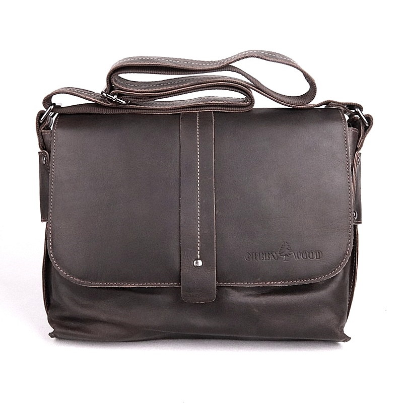 Středně velká kožená pánská crossbody taška GreenWood no. 4956 tmavěhnědá