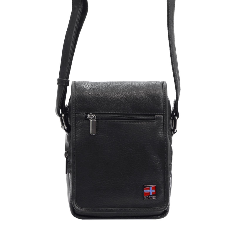 Malá/střední pánská kožená crossbody taška Nordee no. 2021 černá