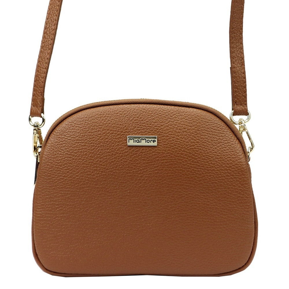 Tříoddílová kožená crossbody kabelka MiaMori no. 064 hnědá