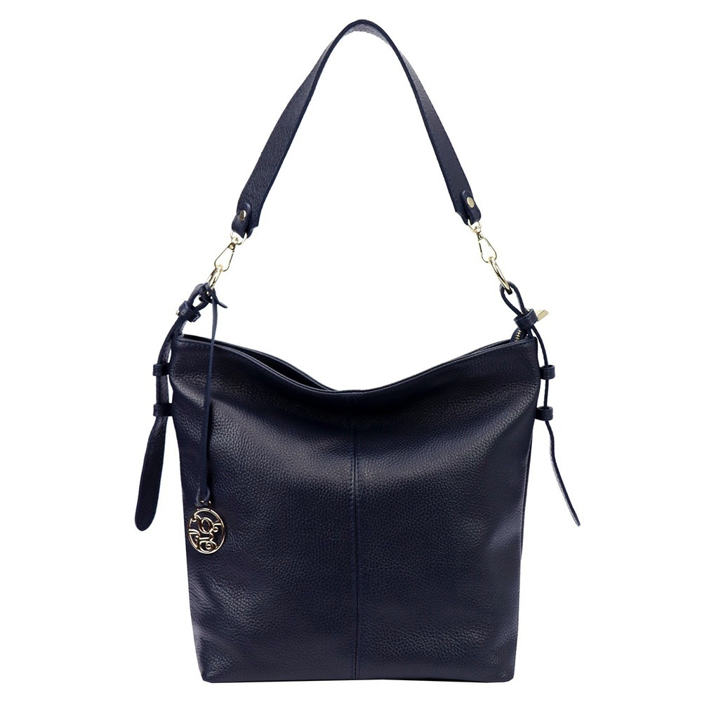 Střední/velká kožená kabelka na rameno i crossbody Gregorio 1714 tmavěmodrá