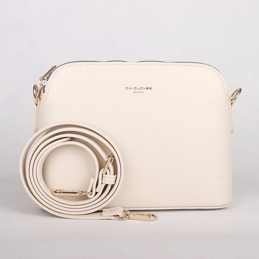 Malá pevná tříoddílová crossbody kabelka David Jones CM6938 krémově bílá