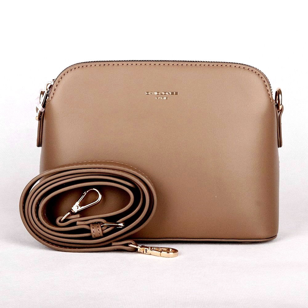 Malá pevná tříoddílová crossbody kabelka David Jones CM6938 hnědo-šedá