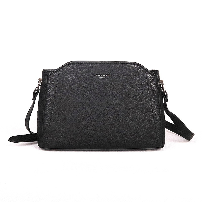 Malá/střední pevná tříoddílová crossbody kabelka David Jones CM6926 černá