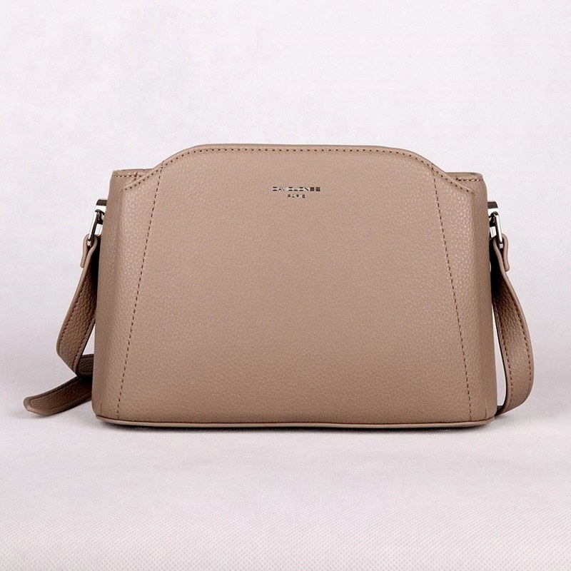 Malá/střední pevná tříoddílová crossbody kabelka David Jones CM6926 hnědo-šedá