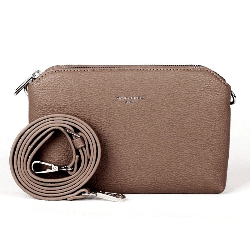 Malá tříoddílová crossbody kabelka David Jones CM6905 hnědá