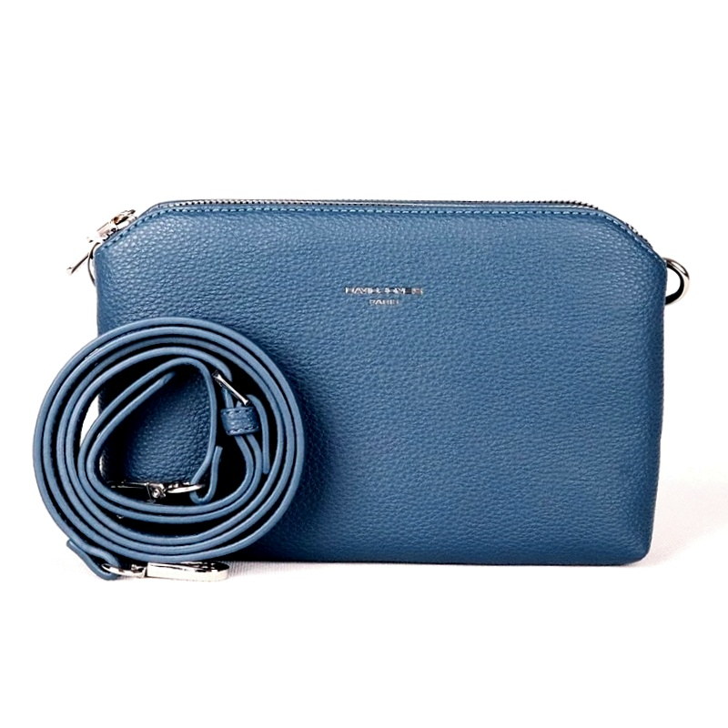 Malá tříoddílová crossbody kabelka David Jones CM6905 modrá