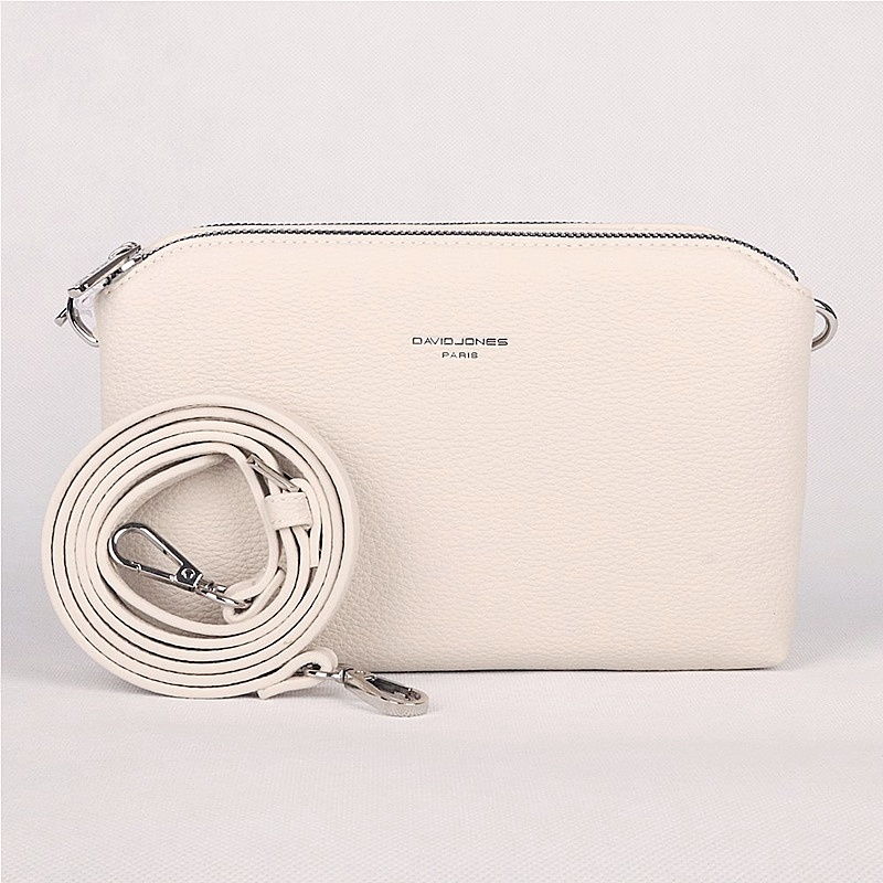 Malá tříoddílová crossbody kabelka David Jones CM6905 krémově bílá