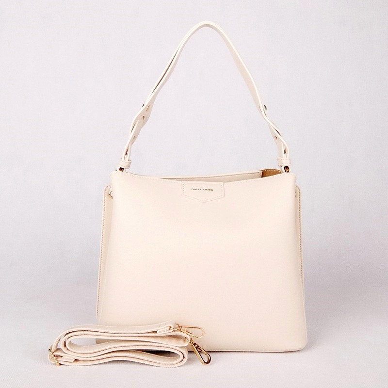 Tříoddílová kabelka na rameno i crossbody David Jones 7060-2 krémově bílá
