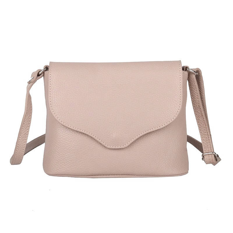 Malá matně starorůžová kožená crossbody kabelka Vera Pelle no. 61