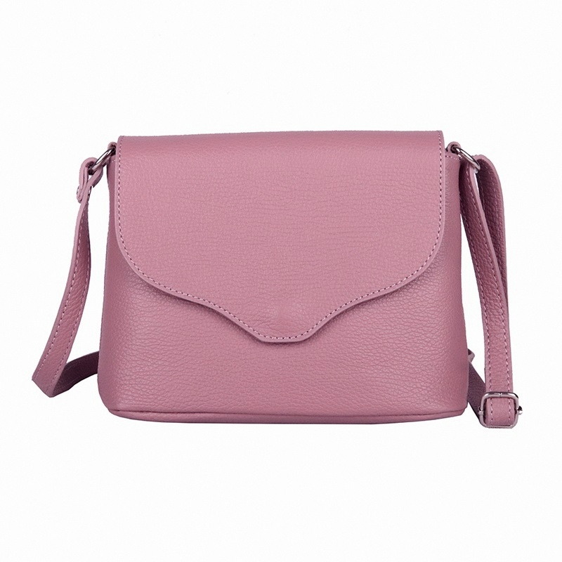 Malá matně tmavěstarorůžová kožená crossbody kabelka Vera Pelle no. 61