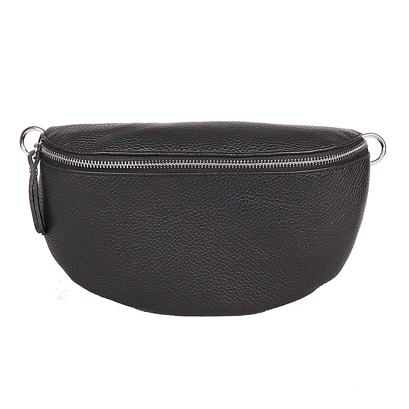 Střední/velká dámská kožená ledvinka Borse in Pelle no. 156 černá