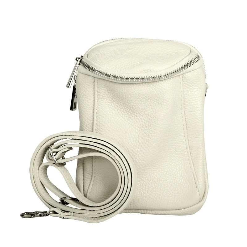 Dvouoddílová malá kožená crossbody kabelka Vera Pelle no. 72 světlá latté
