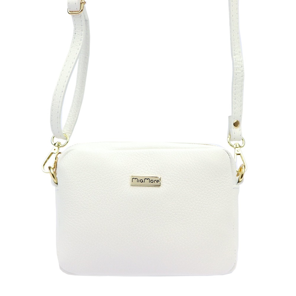 Malá kožená crossbody kabelka MiaMore no. 59 bílá