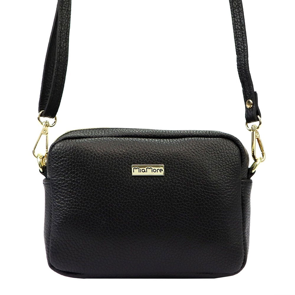 Malá kožená crossbody kabelka MiaMore no. 59 černá