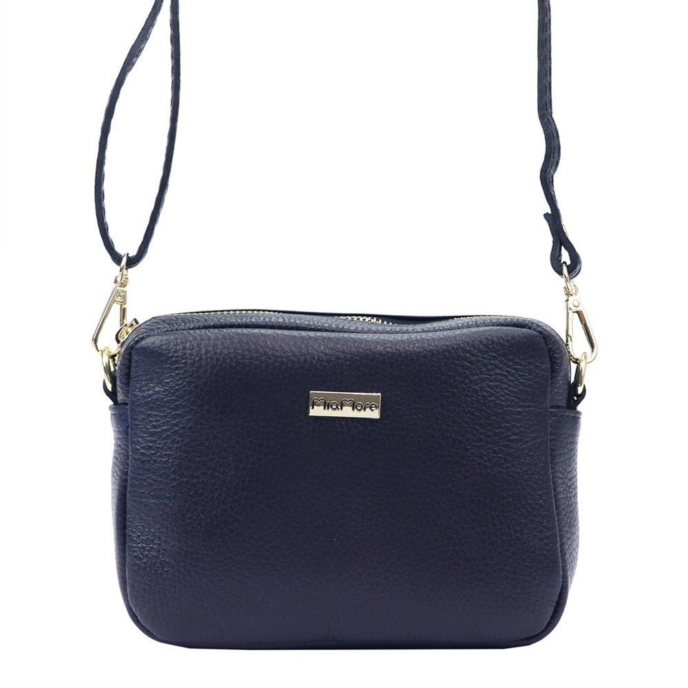 Malá kožená crossbody kabelka MiaMore no. 59 tmavěmodrá