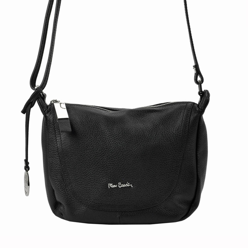 Značková středně velká kožená crossbody kabelka Pierre Cardin no. 21 černá