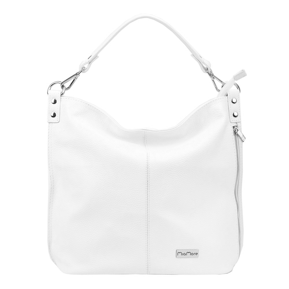Velká kožená kabelka na rameno i crossbody MiaMore no. 053 bílá