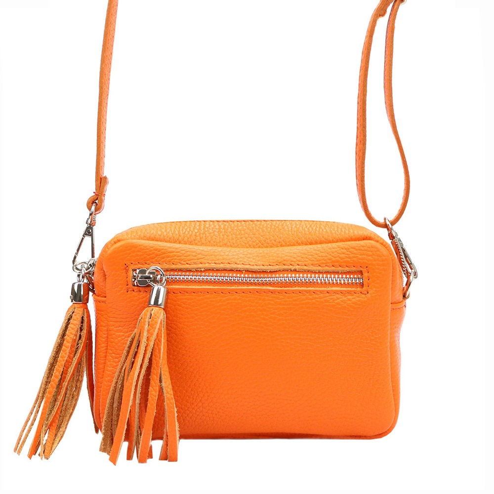Malá kožená crossbody kabelka Vera Pelle no. 76 oranžová