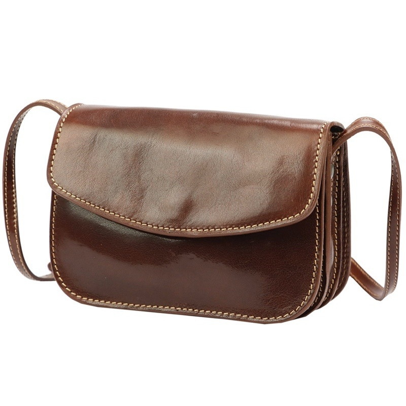 Malá lovecká kožená crossbody kabelka Florence no. 11 tmavěhnědá