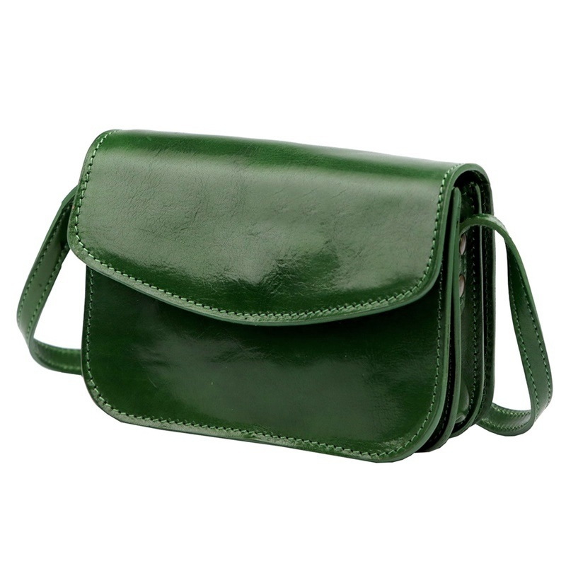 Malá lovecká kožená crossbody kabelka Florence no. 11 tmavězelená