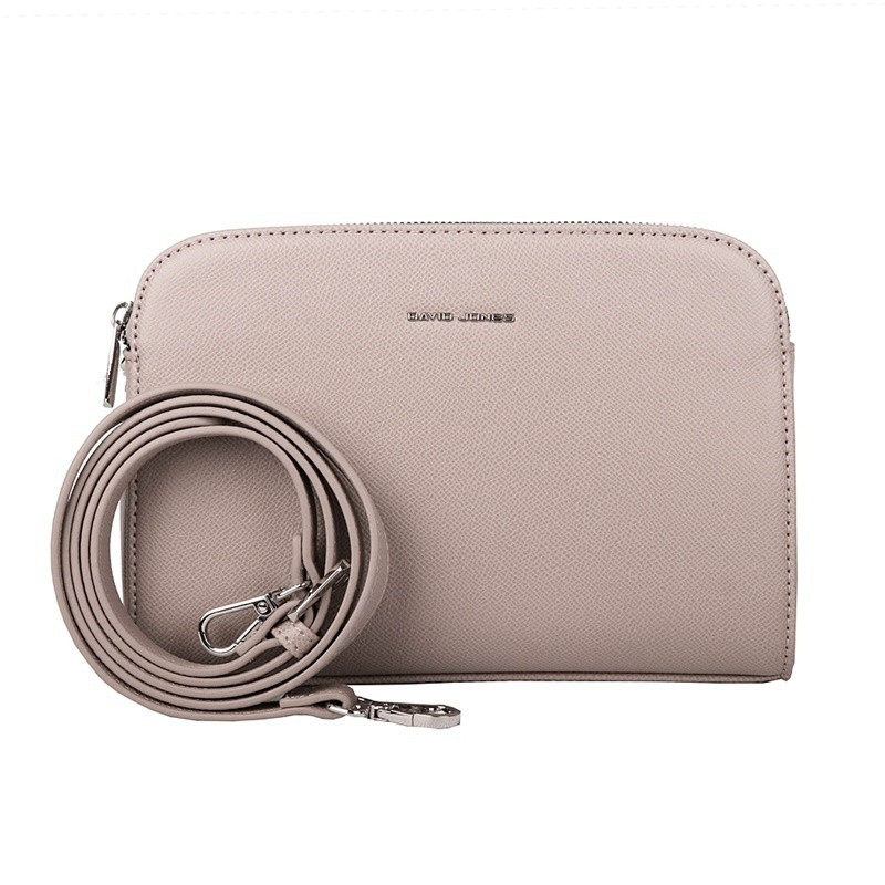 Malá pevná tříoddílová crossbody kabelka David Jones CM6793F hnědo-béžová