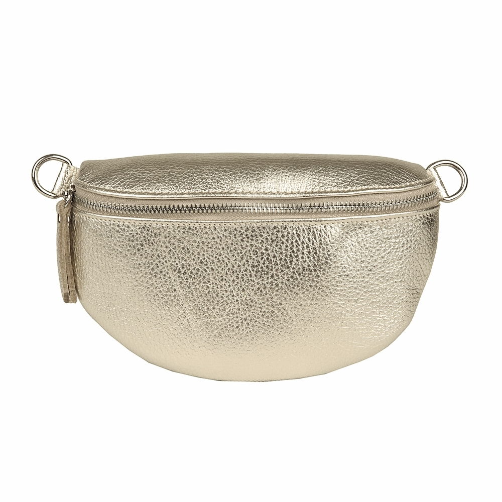 Dámská kožená ledvinka Vera Pelle no. 11 zlatá - stříbrné aplikace