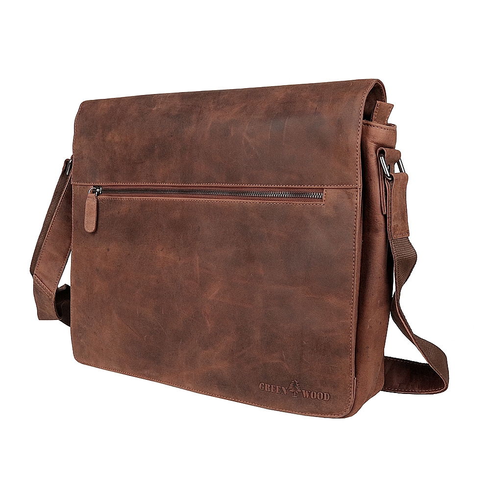 Opravdu velká kožená pánská crossbody taška GreenWood no. 835 hnědá na notebook