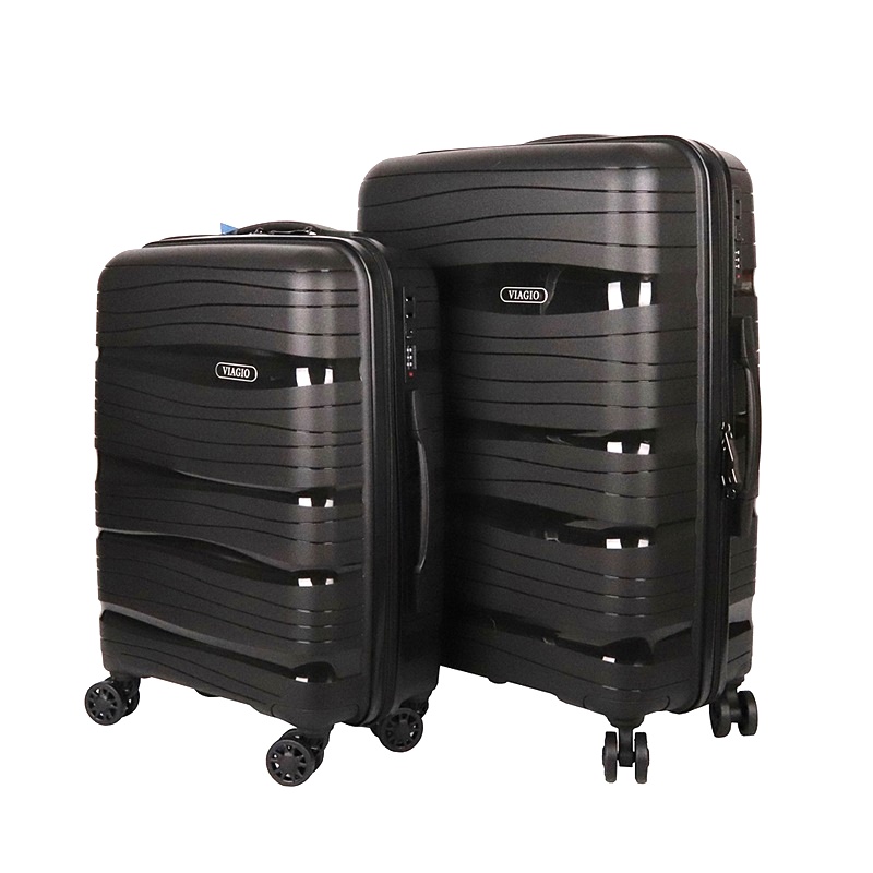 Sada 2 kufrů: Malý a střední černý plastový (polypropylen) kufr VIAGIO