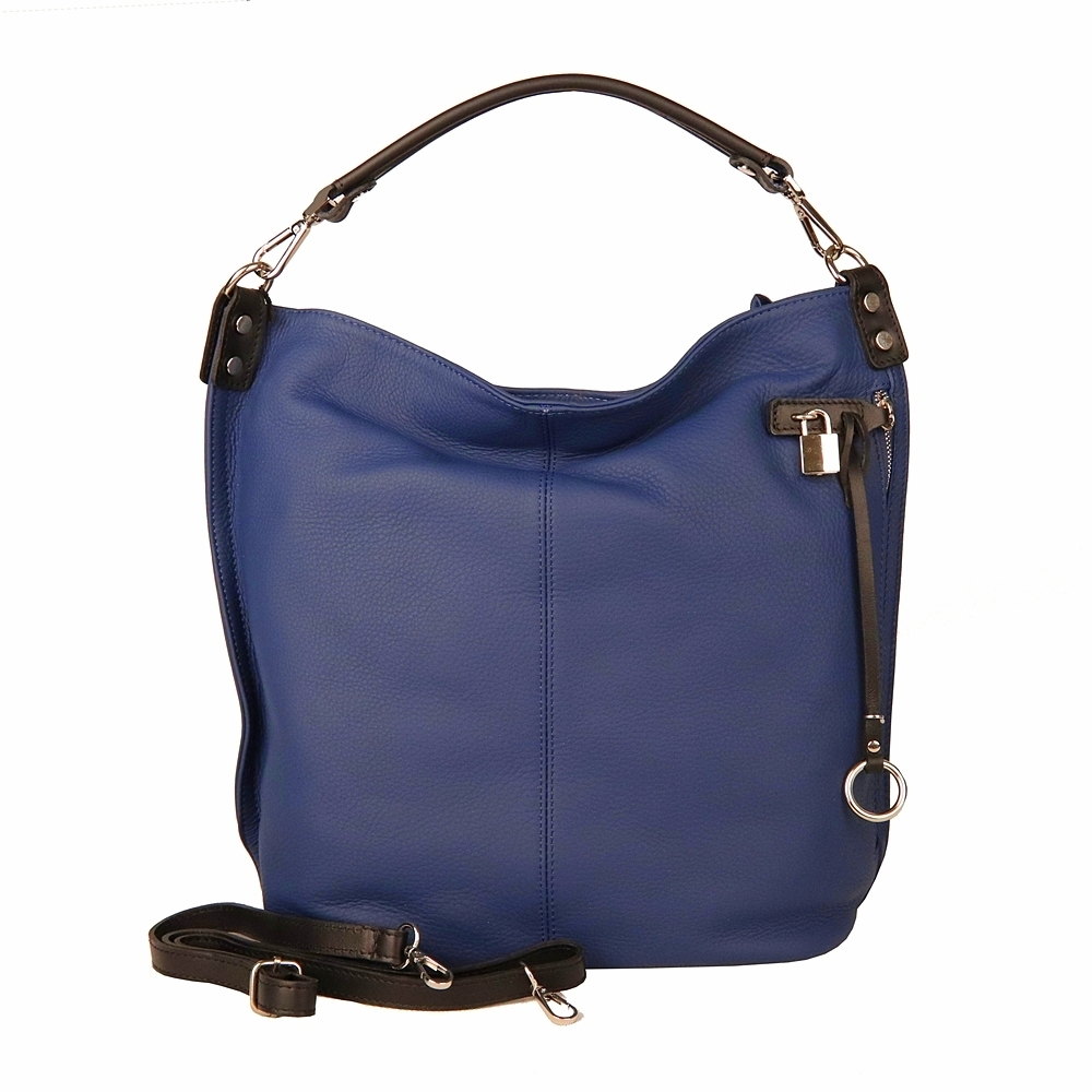 Značková kožená kabelka na rameno i crossbody Gianni Conti 706 modrá