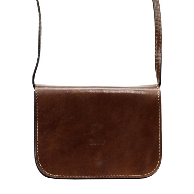 Pevná malá kožená crossbody kabelka Florence 43 tmavěhnědá