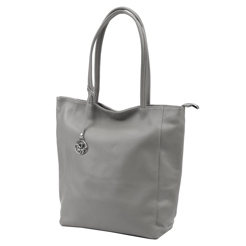 Velká kožená kabelka na rameno/do ruky Gregorio no. 028 šedá