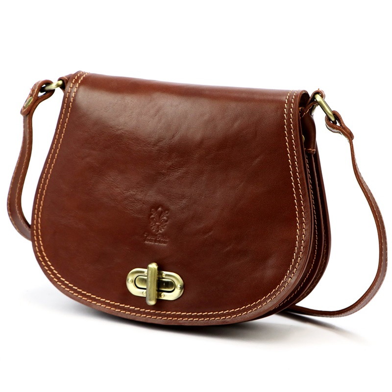 Středně velká pevná crossbody kabelka Florence no. 873 tmavěhnědá