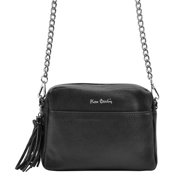Značková malá kožená crossbody kabelka Pierre Cardin no. 52 černá