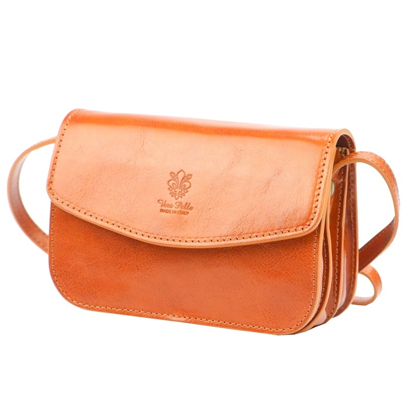Malá lovecká kožená crossbody kabelka Florence no. 11 světlehnědá