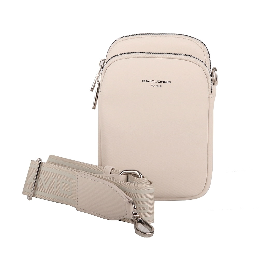 Dvouoddílová crossbody kabelka (taštička) na mobil David Jones CM6906A krémová