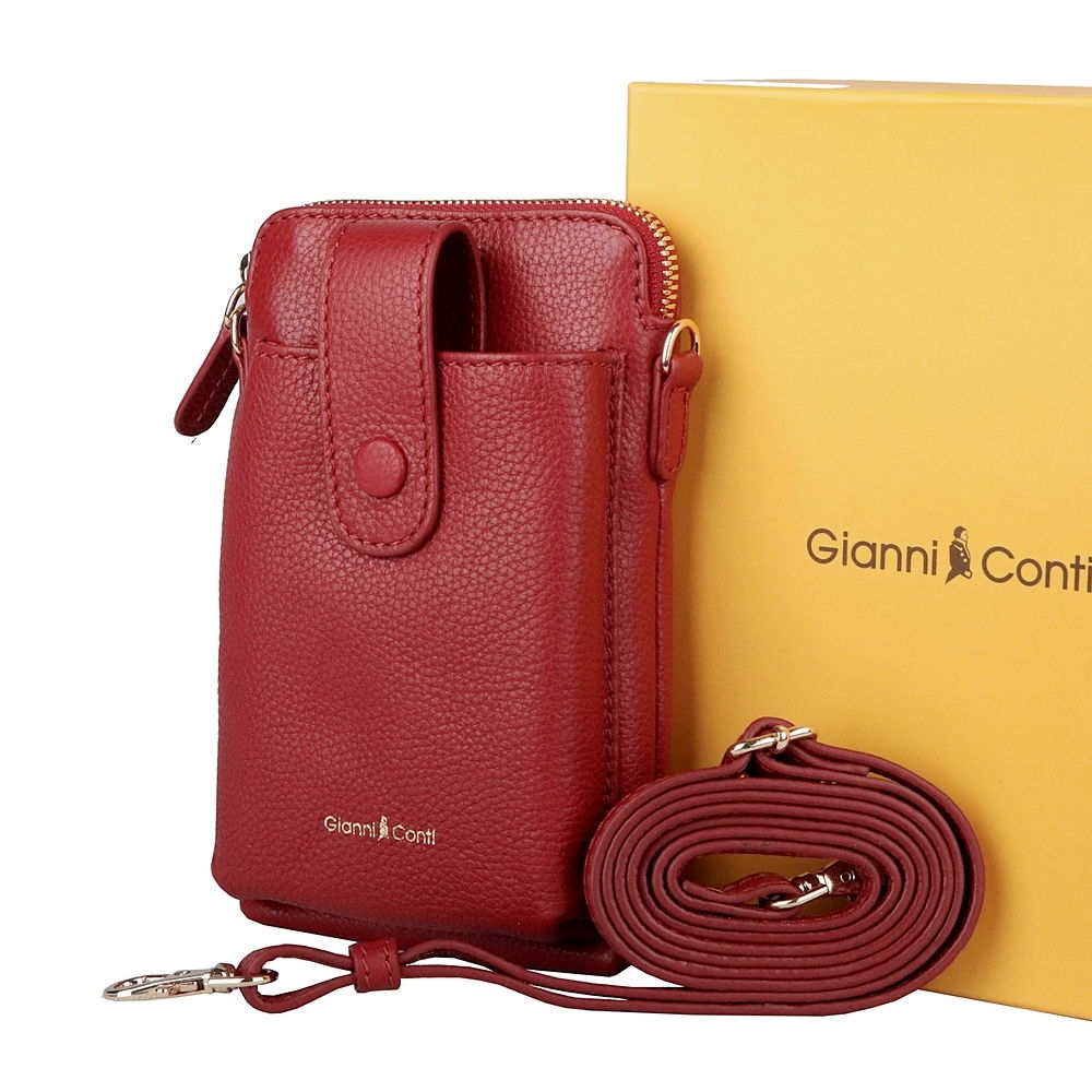 Luxusní malá kožená crossbody kabelka (pouzdro na mobil) Gianni Conti 305 červená