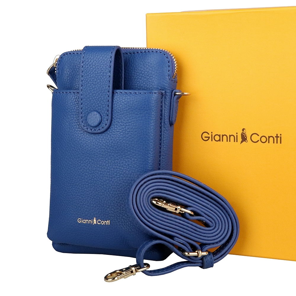 Luxusní malá kožená crossbody kabelka (pouzdro na mobil) Gianni Conti 305 modrá