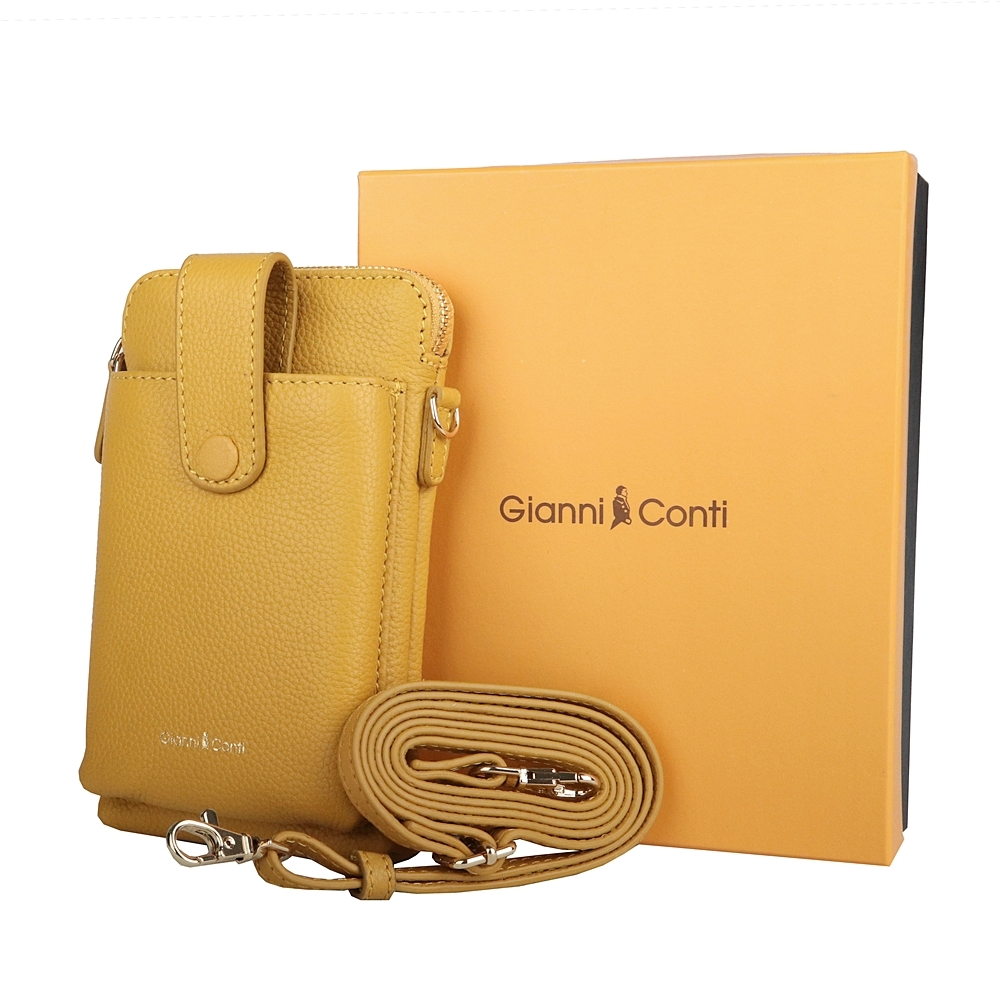 Luxusní malá kožená crossbody kabelka (pouzdro na mobil) Gianni Conti 305 žlutá