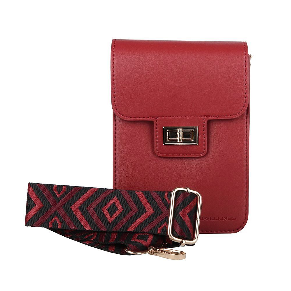 Malá crossbody kabelka (taštička) na mobil David Jones CM7294 tmavěčervená