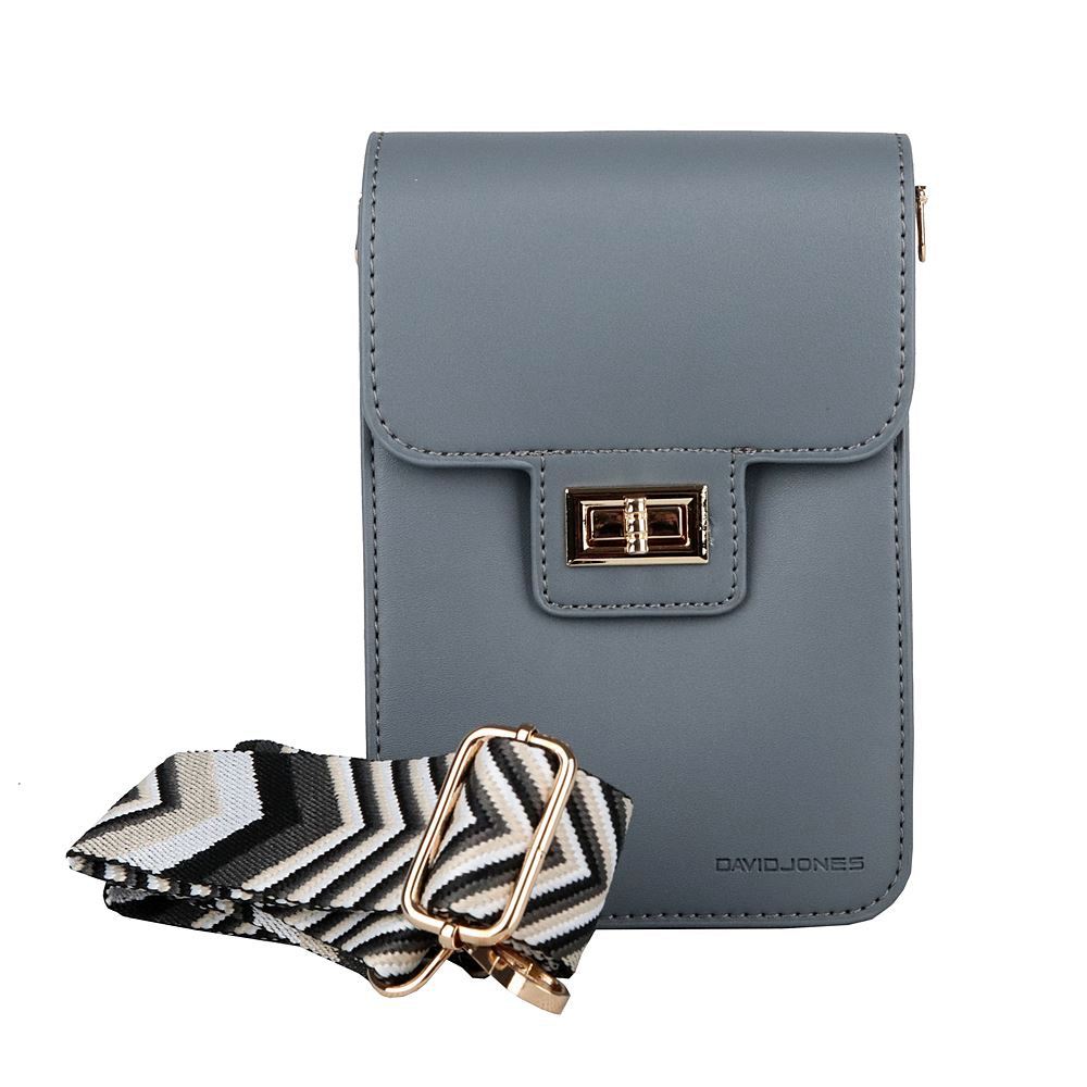 Malá crossbody kabelka (taštička) na mobil David Jones CM7294 šedo-modrá