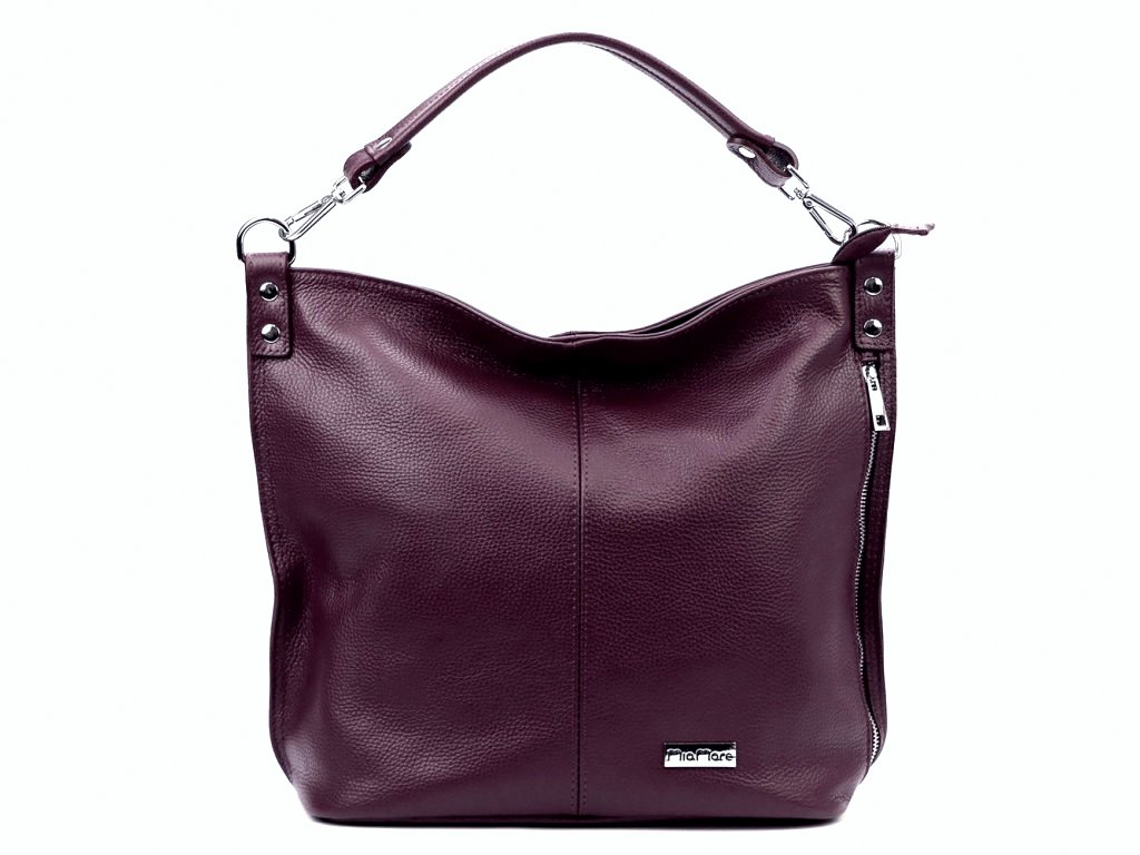 Velká kožená kabelka na rameno i crossbody MiaMore no. 053 tmavá bordó