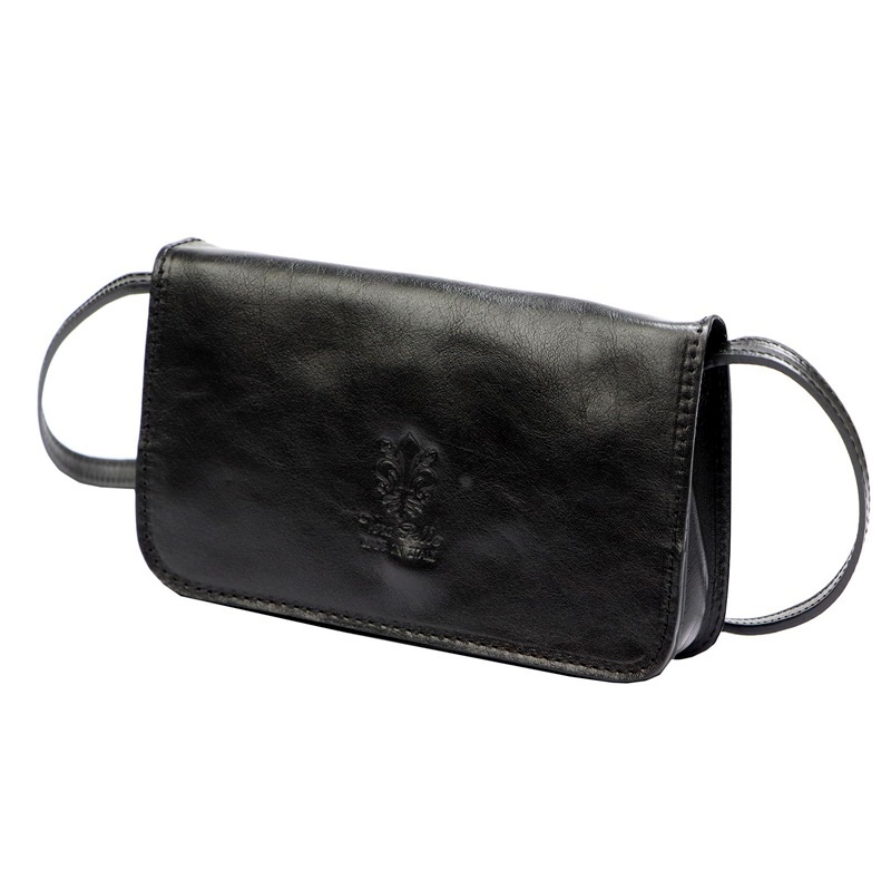 Pevná malá kožená crossbody kabelka Florence 107 černá