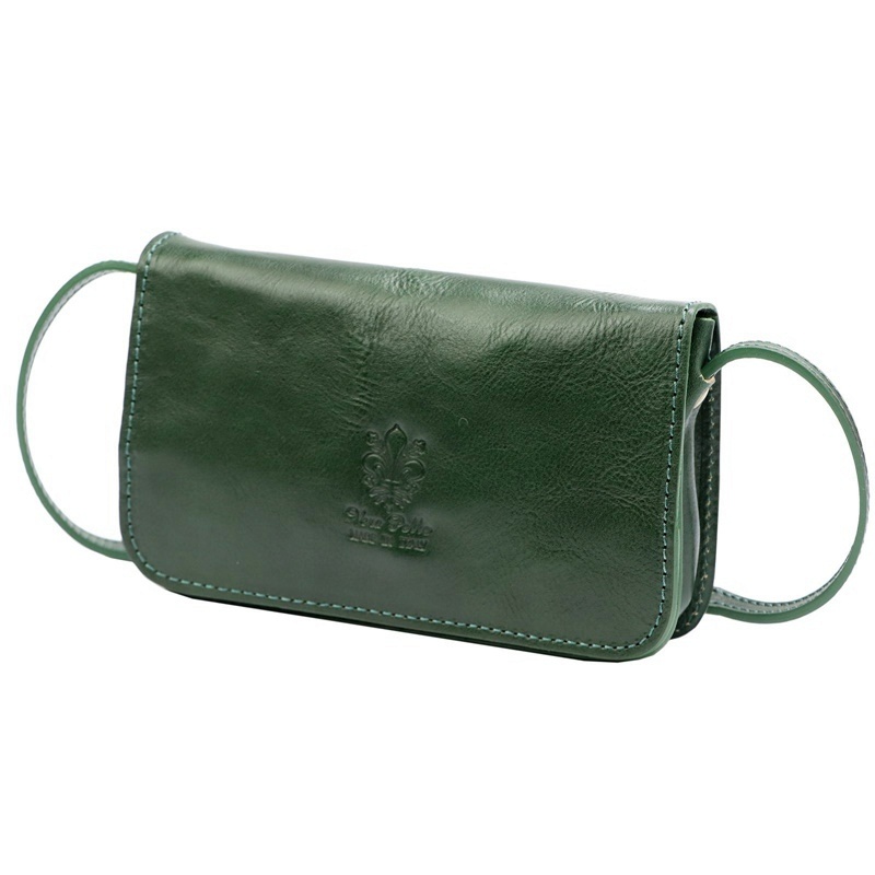 Pevná malá kožená crossbody kabelka Florence 107 tmavězelená