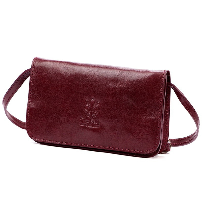 Pevná malá kožená crossbody kabelka Florence 107 tmavěvínová